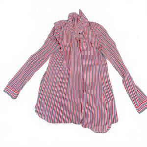 DR2 Women's Striped Button-Up Shirt, Medium